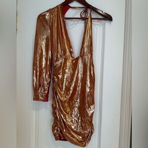 Backless Metallic Gold Dress